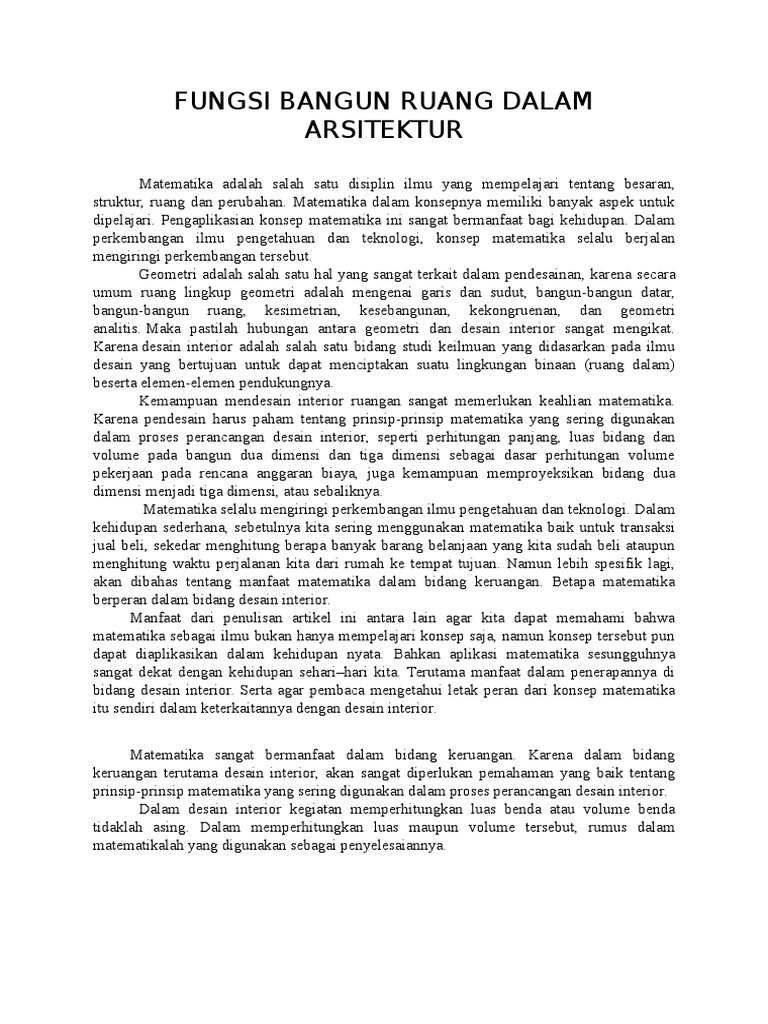 Fungsi Bangun Ruang  Dalam  Arsitektur  Fungsi Bangun Ruang  Dalam  Arsitektur