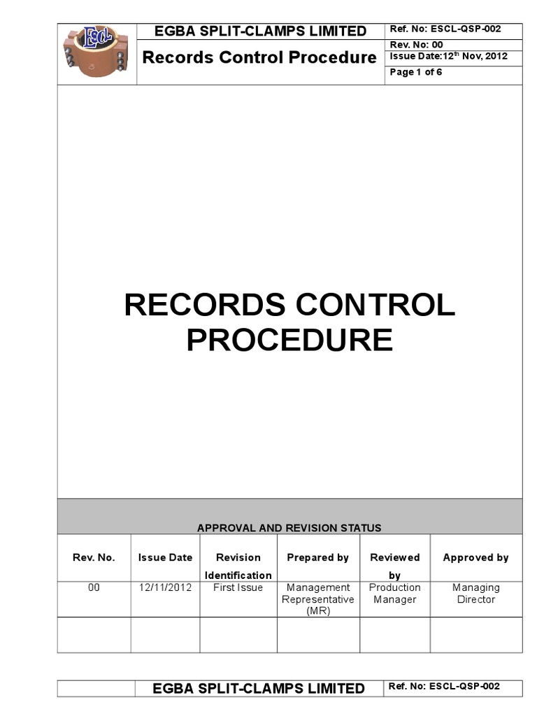 Records Control Procedure Overview | PDF | Computer Data Storage ...