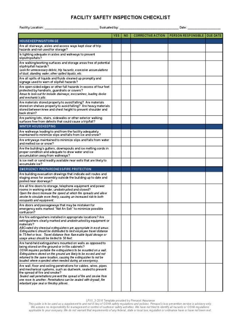 Safety Inspection Checklist | Flammability | Occupational Safety And ...