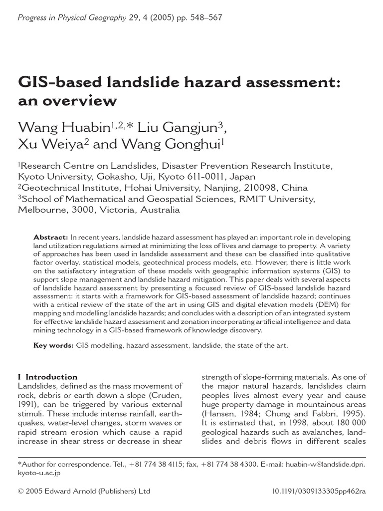 GISbased Landslide Hazard Assessment An Overview Landslide