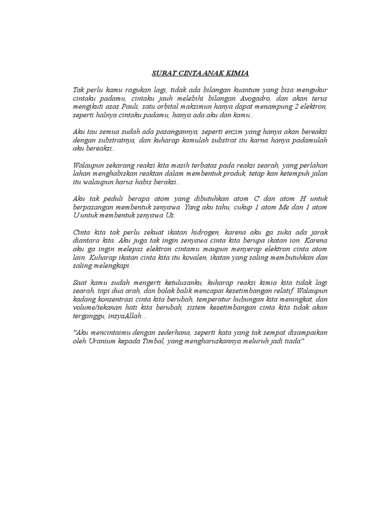 Ketika Anak Kimia Bicara Tentang Cinta