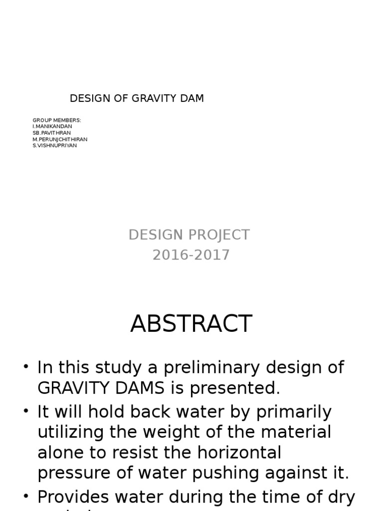 Design Project 2016-2017: Design of Gravity Dam | PDF