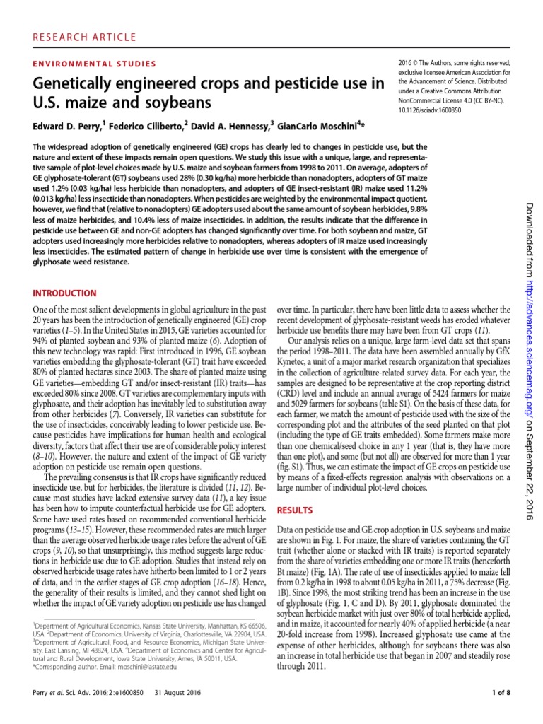 Engineered Crops and Pesticide Use in U.S. Maize and