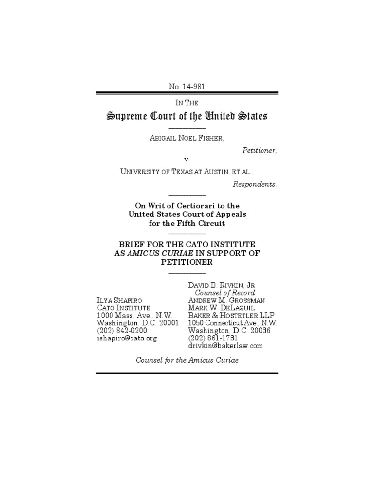 Fisher v. University of Texas at Austin PDF Race (Human