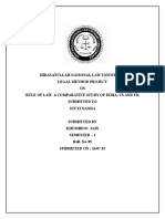 Hidayatullah National Law University Legal Method Project ON Rule of Law-A Comparative Study of India, Us and Uk Submitted To Stuti Nanda