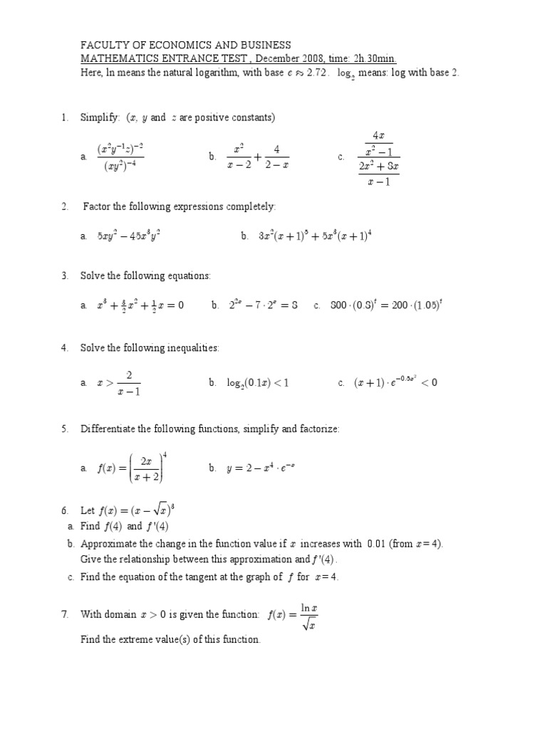 Uva Maths Entrance | PDF | Teaching Methods & Materials