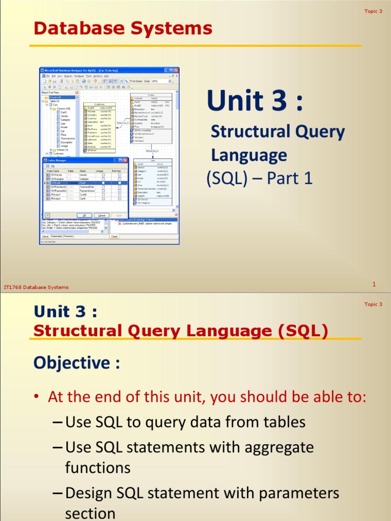 Lecture 3 - Structural Query Language (SQL) - Part I PDF | PDF ...
