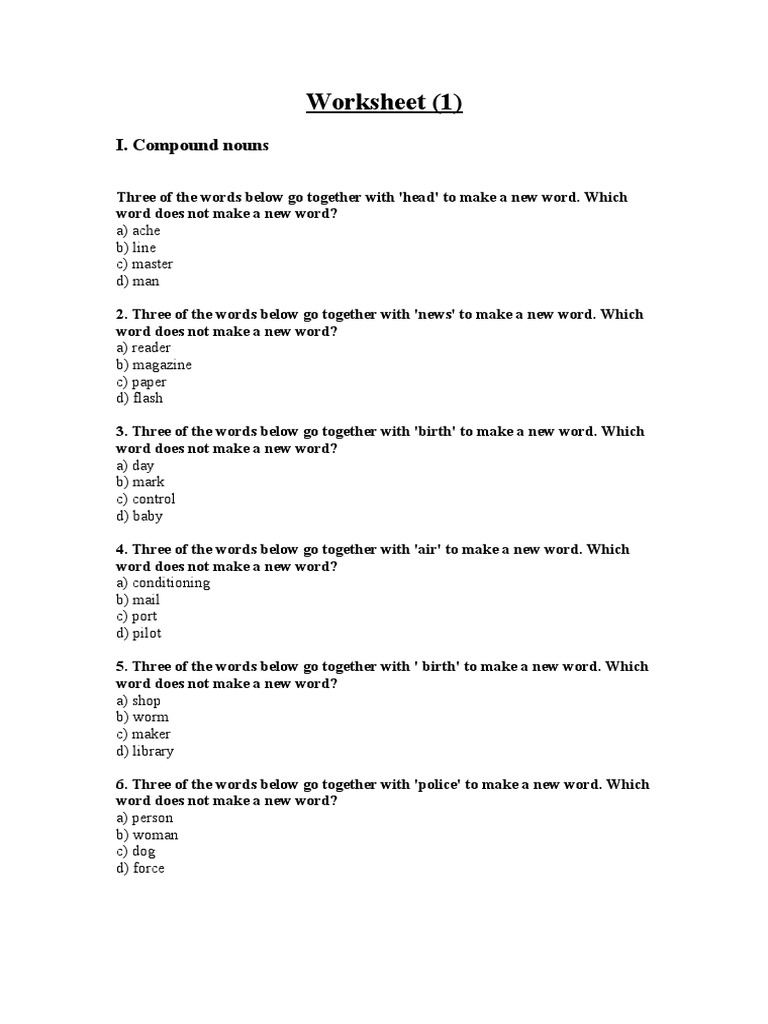 Language Focus Worksheets PDF Adjective Rules