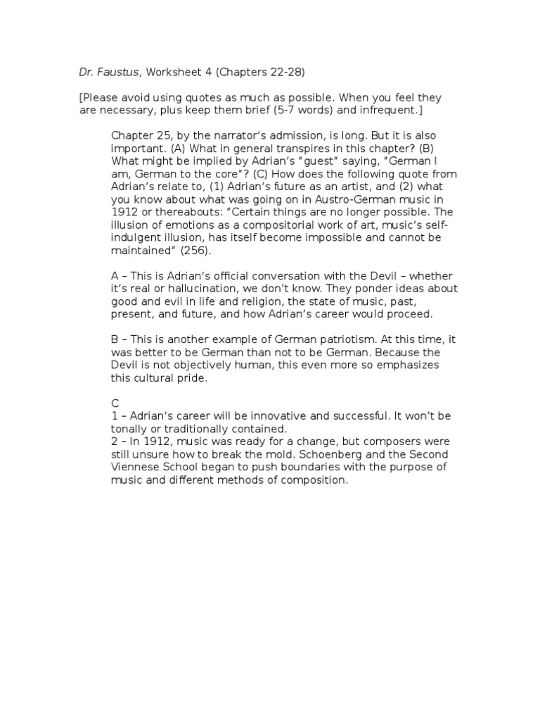 Dr. Faustus Chapter 25 Synopsis PDF