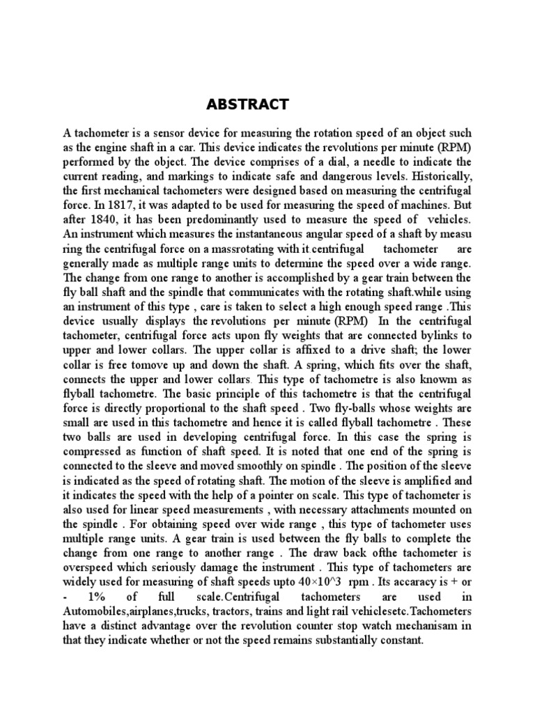 Centrifugal Tachometer PDF Machines Mechanical Engineering