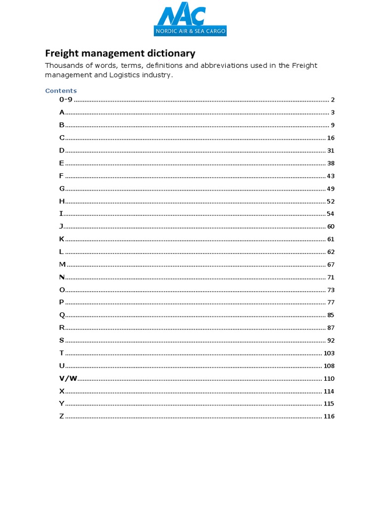 Air & Sea Cargo Terminology PDF PDF Services (Economics) Industries