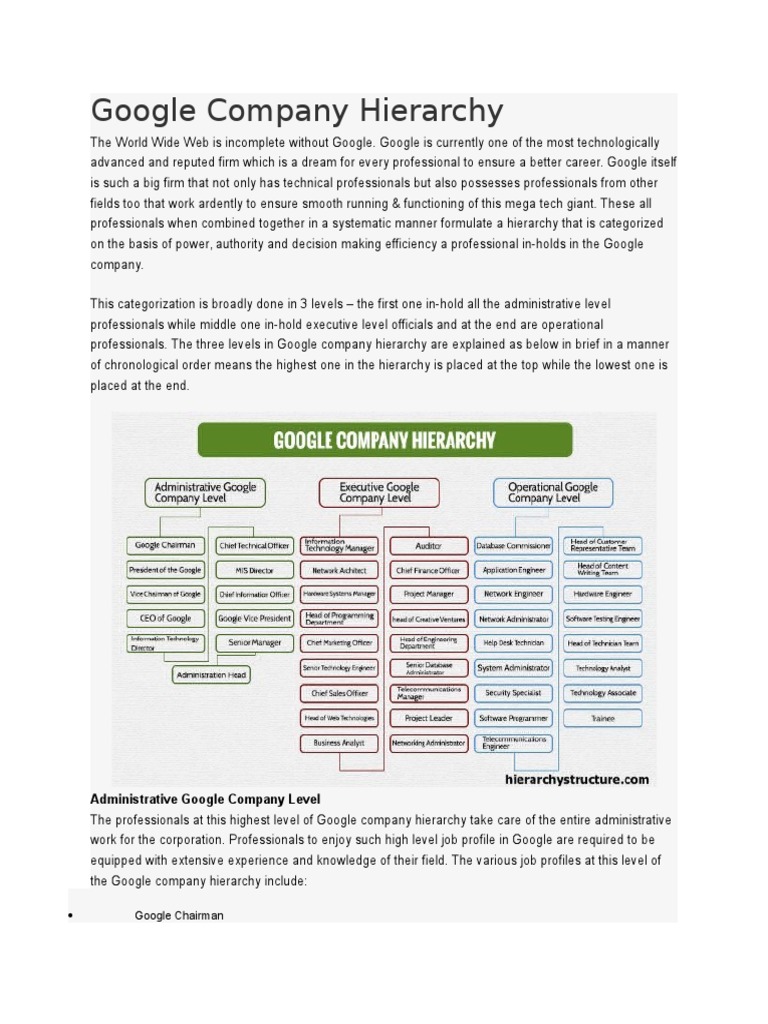 Google Company Hierarchy PDF Human Resource Management Google