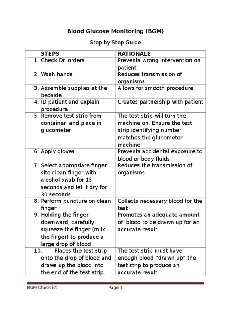 Blood Glucose Monitoring Procedure Guide | PDF