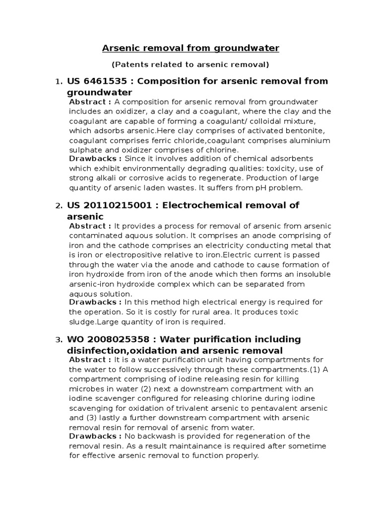 Arsenic Removal From Groundwater Arsenic Water Purification