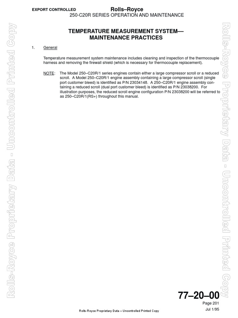 RollsRoyce 250C20R Series Operation and Maintenance PDF
