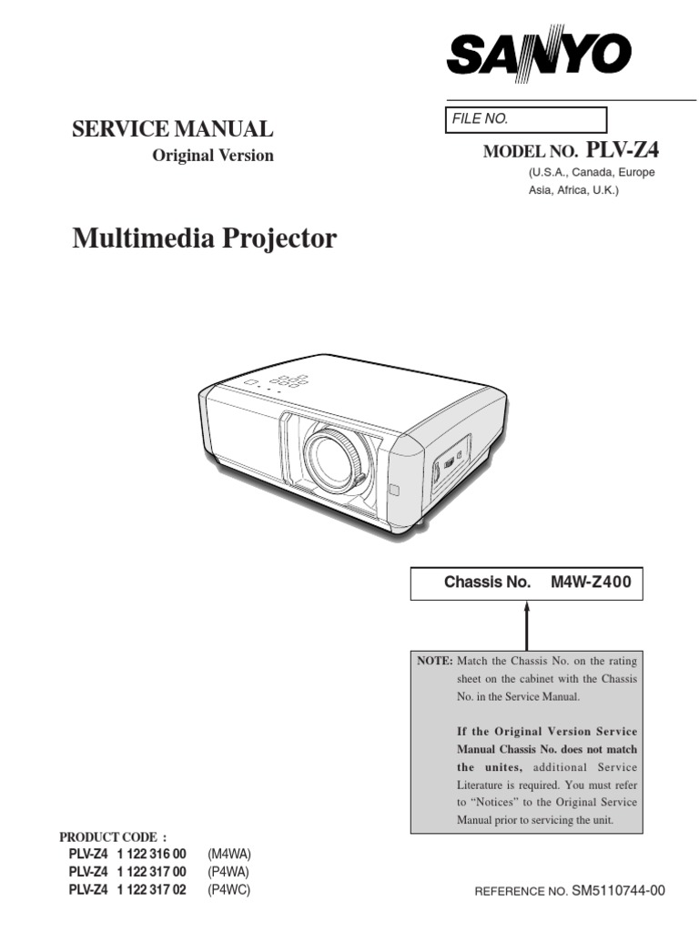 Sanyo plv-z4 sm service manual download, schematics, eeprom.