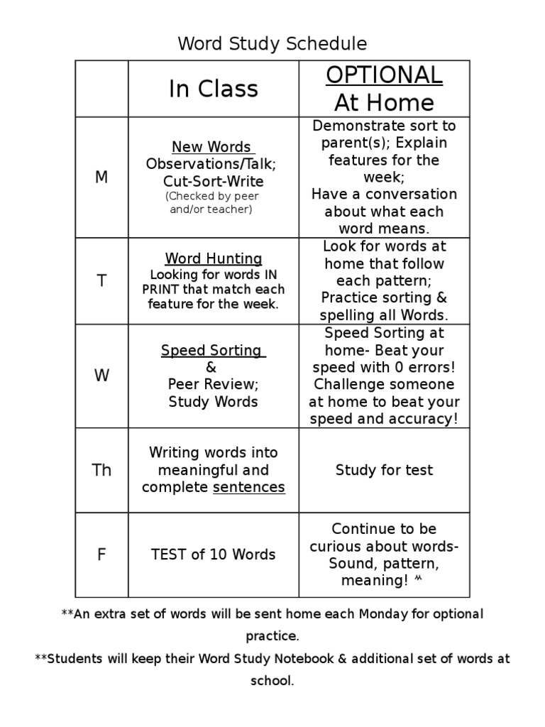 Word Study Schedule2016 002 | PDF