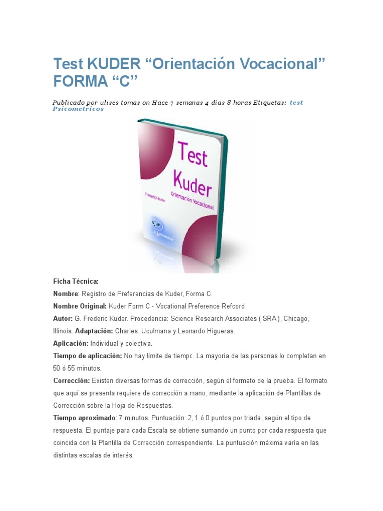 Test Kuder | PDF | Science | Ingeniería