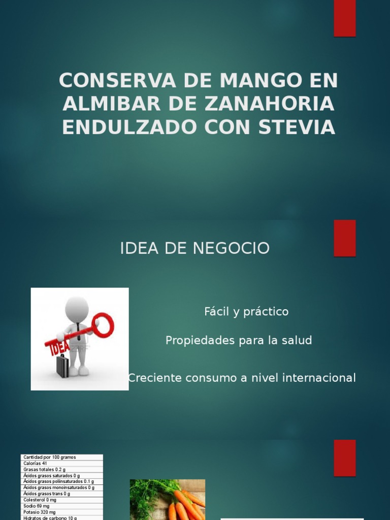 Conserva de Mango en Almibar de Zanahoria Endulzado PDF