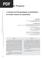 A Atuação Do Psicopedagogo Em Instituições de Ensino Relato de Experiência