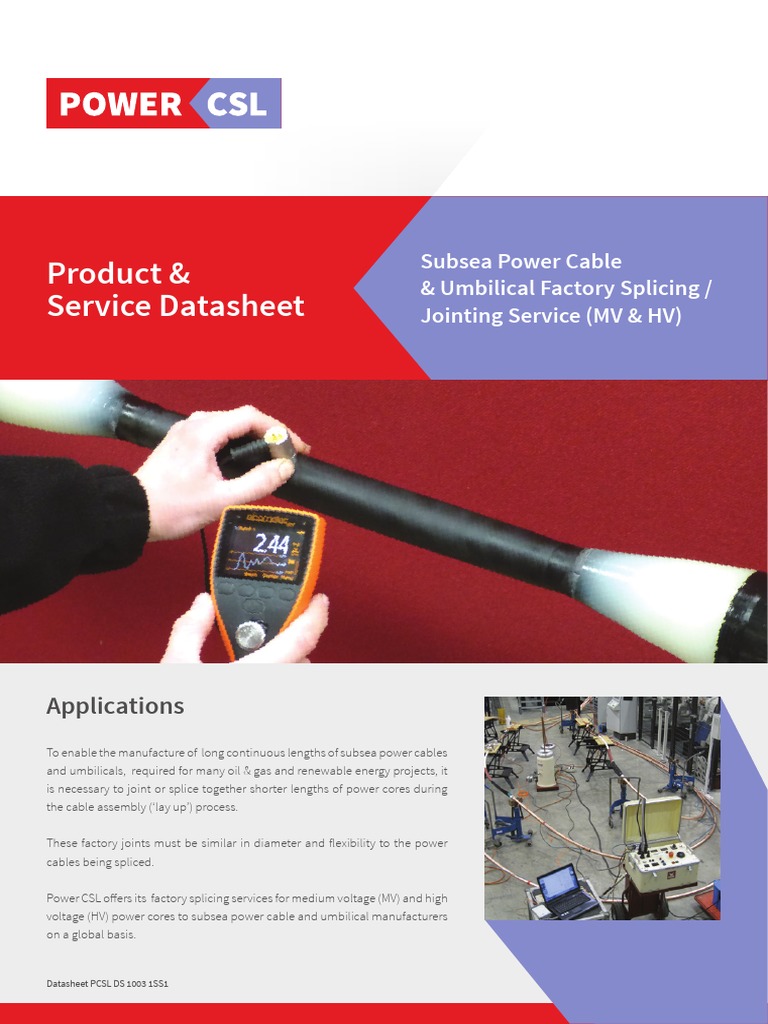 P CSL Datasheet Factory Splicing Jointing | PDF | Cable | Subsea ...