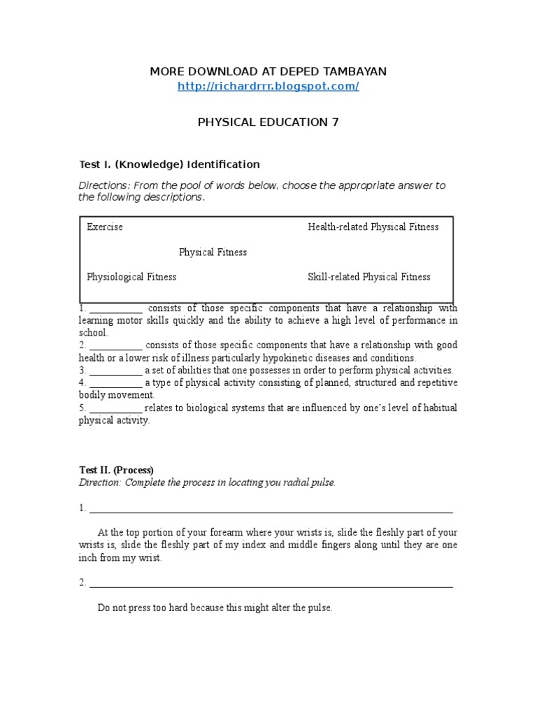 More Download at Deped Tambayan: Test I. (Knowledge) Identification ...
