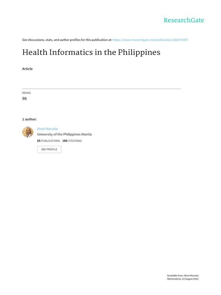 Health Informatics in Philippines | PDF | Health Informatics | Health Care