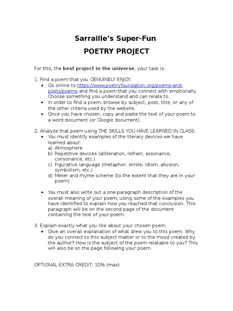 Sarraille's Super-Fun Poetry Project: Poets/poems | PDF