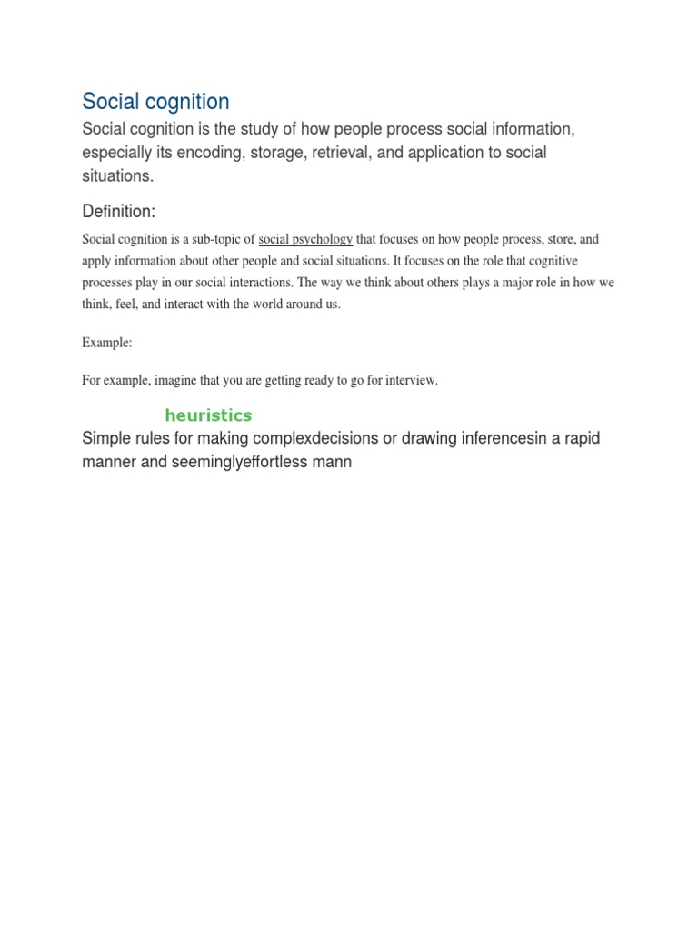 Understanding Social Cognition Basics | PDF | Career & Growth | Self ...