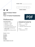 2014 Yr 11 Mathematics (2 Unit) Task 4