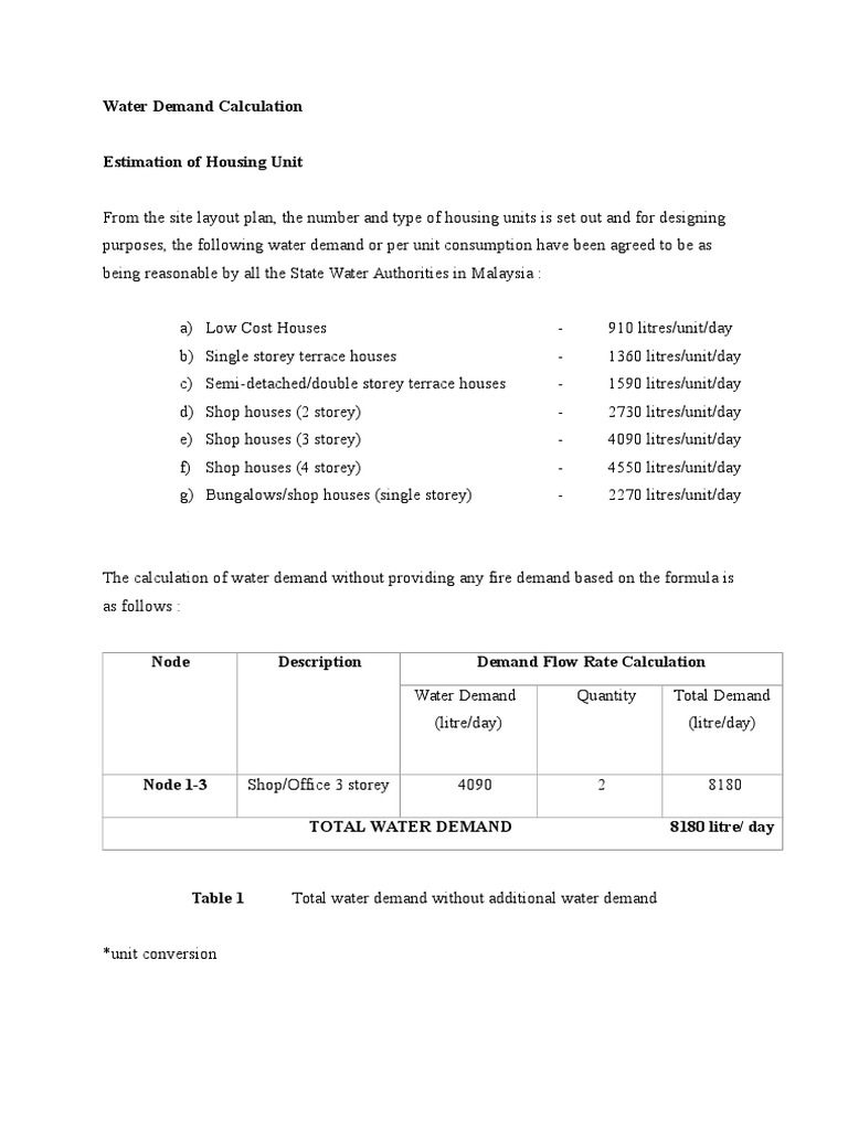 Water Demand Calculation | PDF | Gases | Transparent Materials