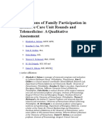 Perceptions of Family Participation in Intensive Care Unit Rounds and Telemedicine