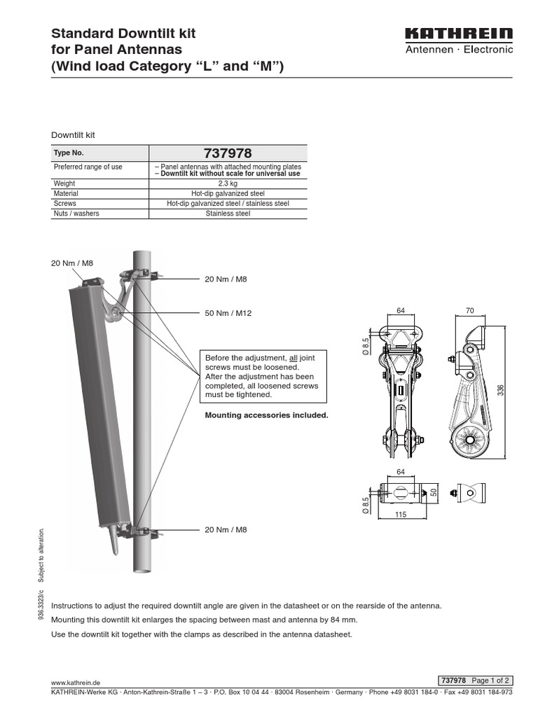Downtilt Kit for 395mm Panel Antennas | PDF