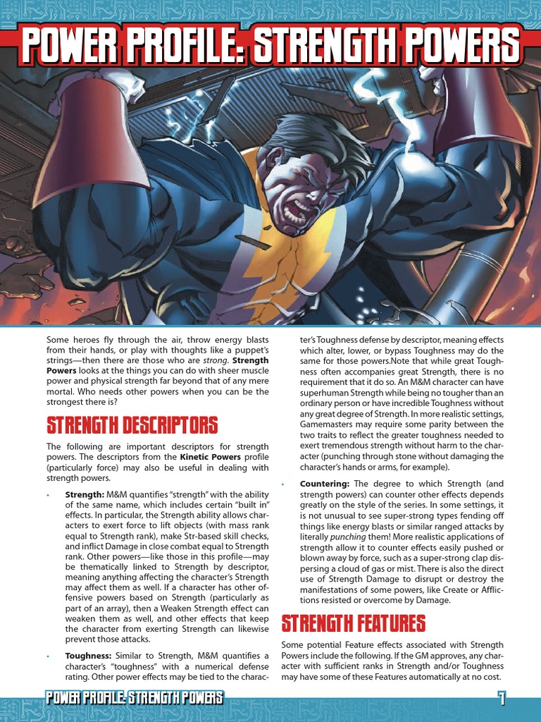 Mutants & Masterminds 3e - Power Profile - Strength Powers | PDF ...