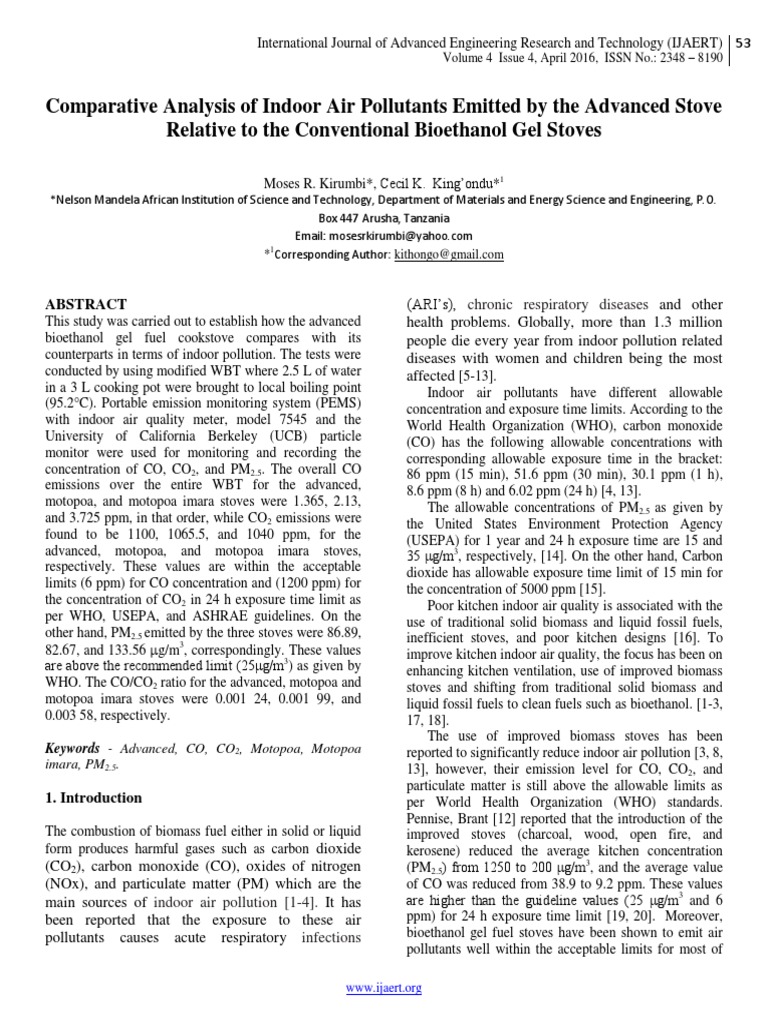 Comparative Analysis of Indoor Air Pollutants Emitted by The Advanced ...