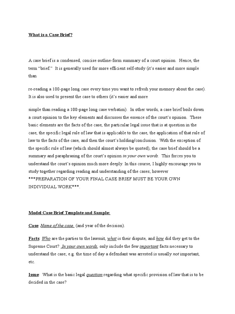 Case Brief Prepping Brief (Law) Supreme Court Case Law