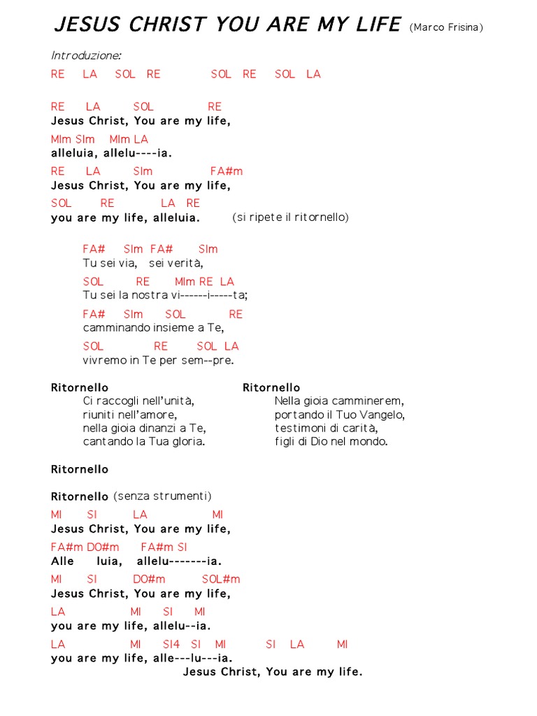 Jesus Christ You Are My Life Spartito Pdf