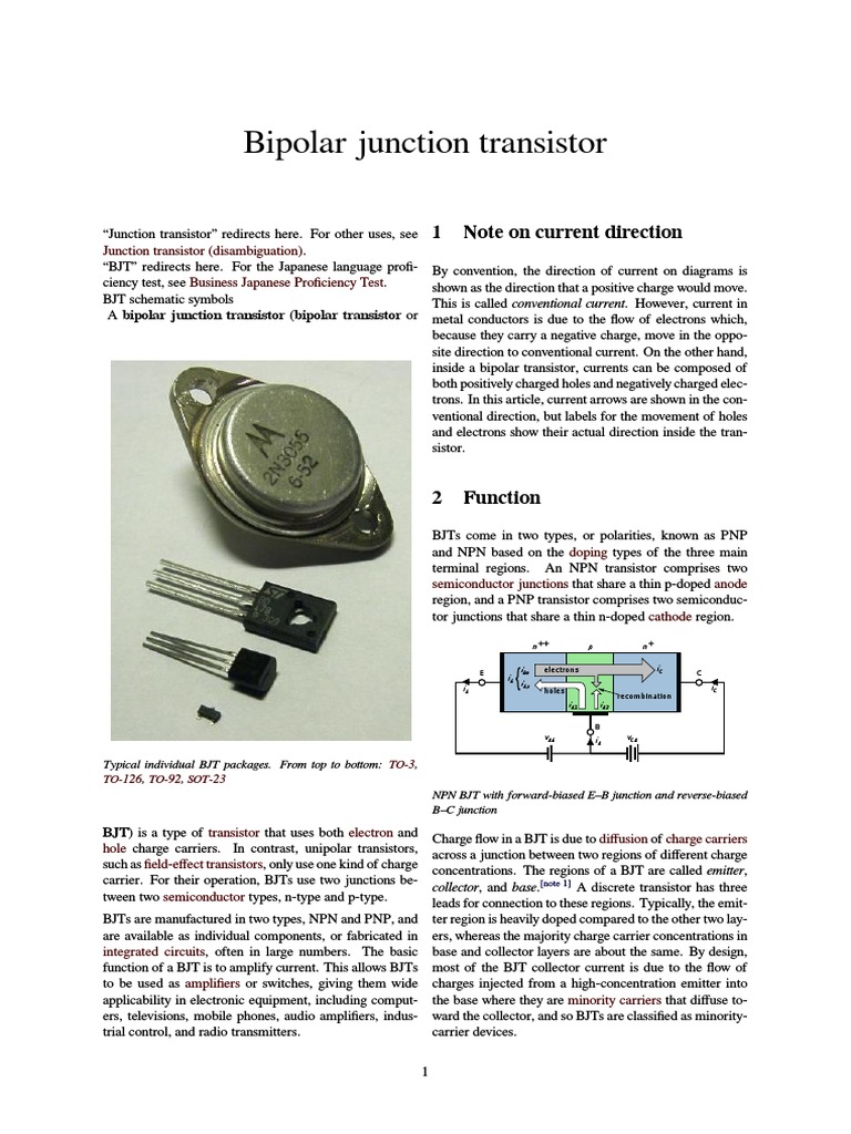 Bipolar Junction Transistor PDF Bipolar Junction Transistor