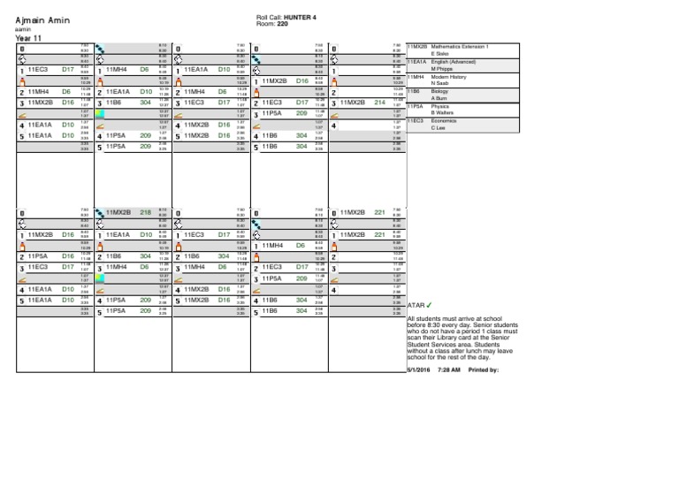 Year 11 Class Schedule and Rules | PDF | Sports & Recreation | Home ...