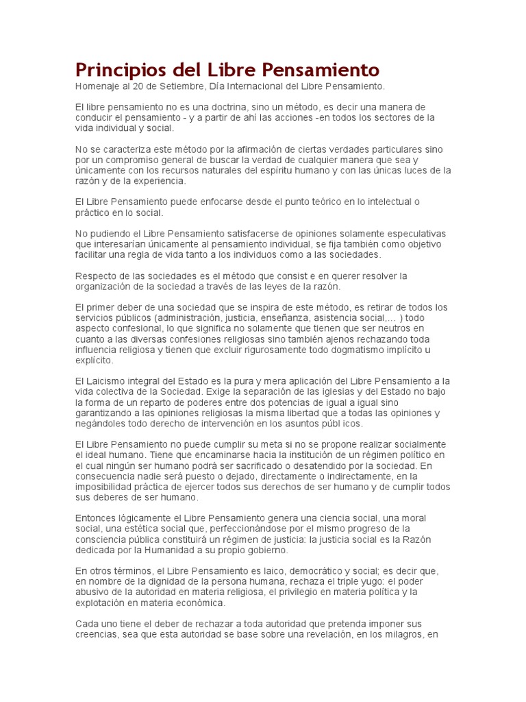 Sobre El Librepensamiento | PDF | Pensamiento libre | Método científico