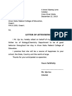Letter of Attestation: Yours Faithfully