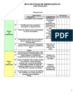 Exemplo de Folha de Verificação para A Produção