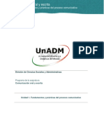 Unidad 1. Fundamentos y Practicas Del Proceso Comunicativo