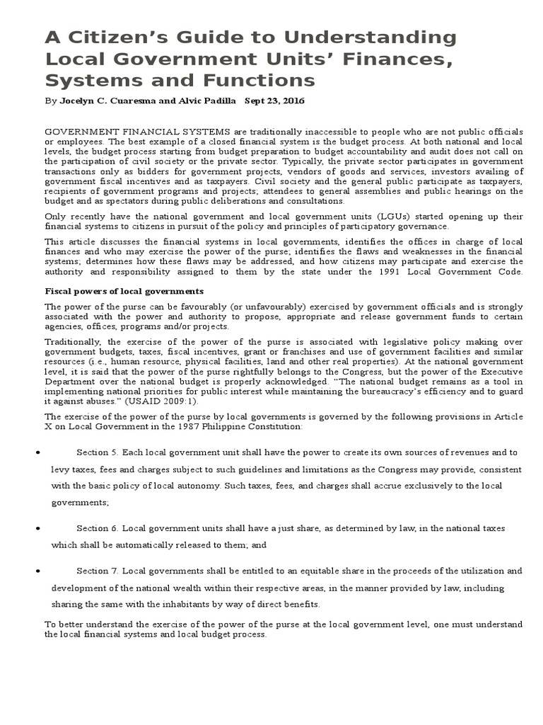 Understanding Local Government Finances | PDF | Taxes | Public Sphere