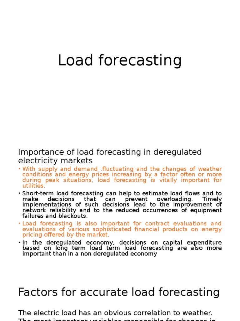 Importance of Load Forecasting in Energy Markets | PDF | Time Series ...