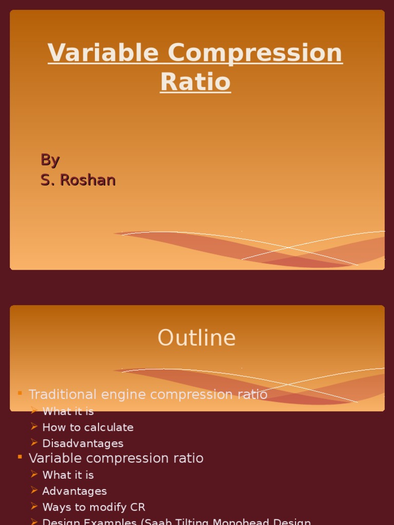 Variable Compression Ratio by S. Roshan PDF Engines Mechanical