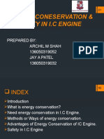 Energy Coneservation & Safety in I.C Engine: Prepared By: Archil M Shah 136050319052 Jay A Patel 136050319032