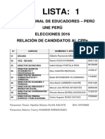 LISTA 1 UNE PERÚ - Gilberto Meza Aguirre - 2016 PDF