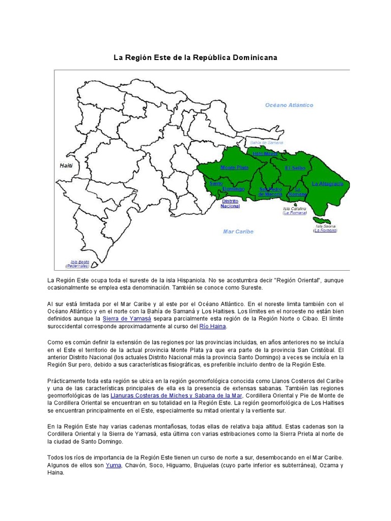Provincias de la Región Este de RD | PDF | República Dominicana