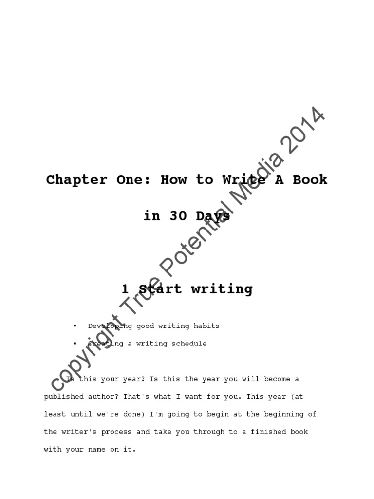 Media 2014: Chapter One: How To Write A Book in 30 Days | PDF | Leisure